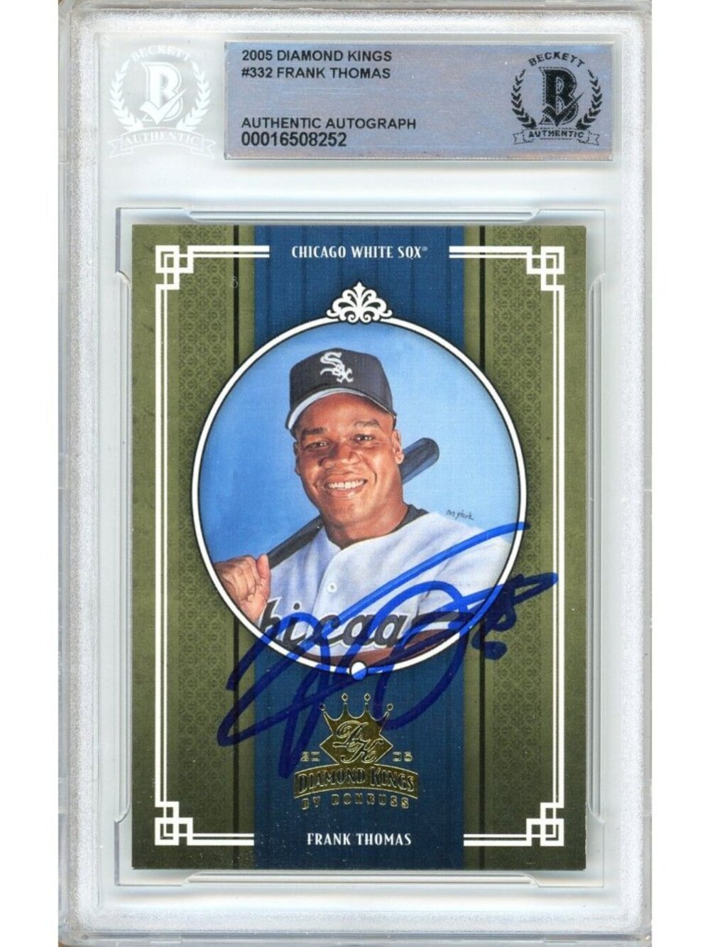 Frank Thomas Signed 2005 Donruss Diamond Kings #332 White Sox HOF BAS Slabbed